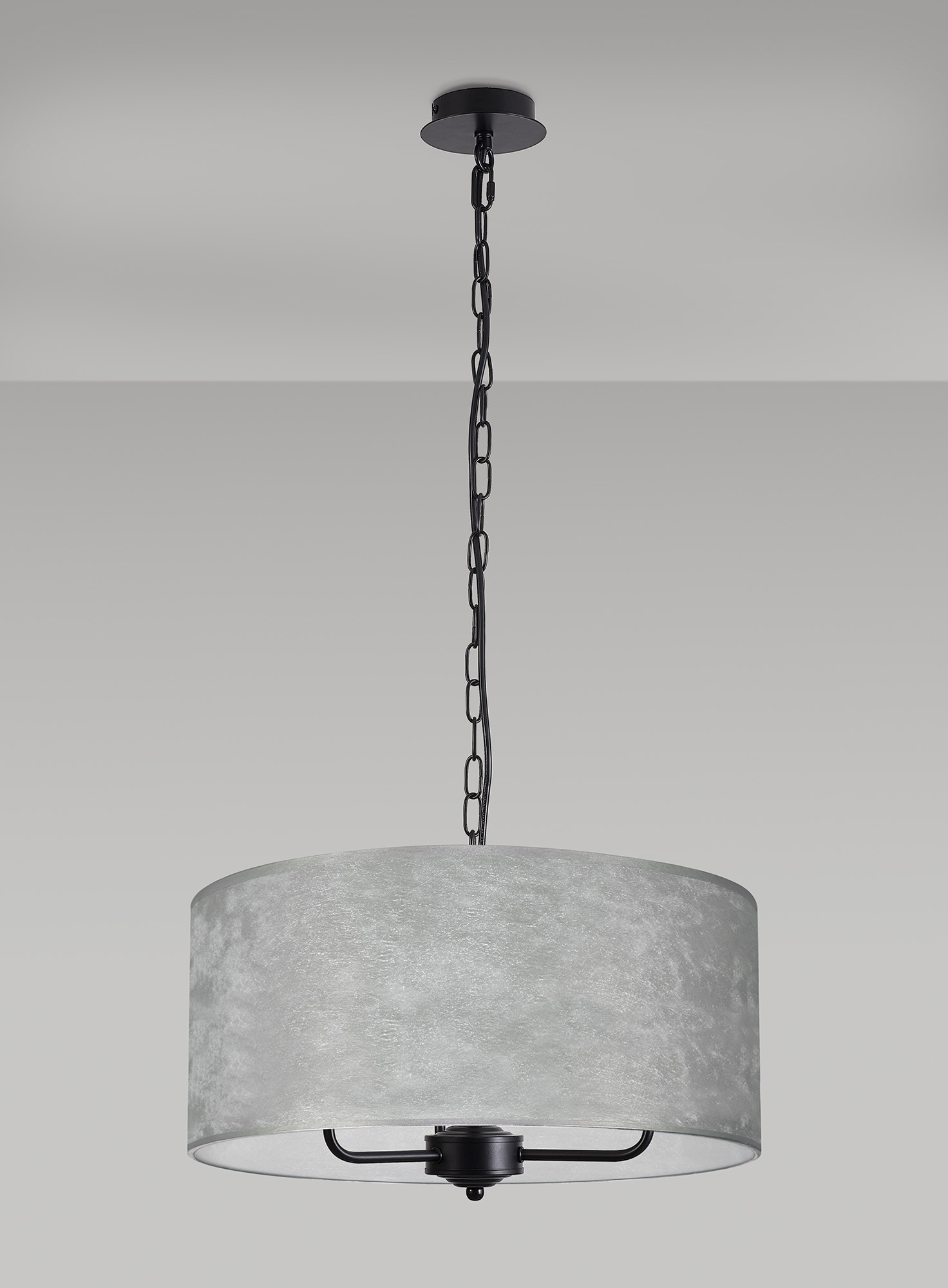 Banyan 50cm 3 Light Pendant Matt Black, Silver Leaf DK1042  Deco Banyan